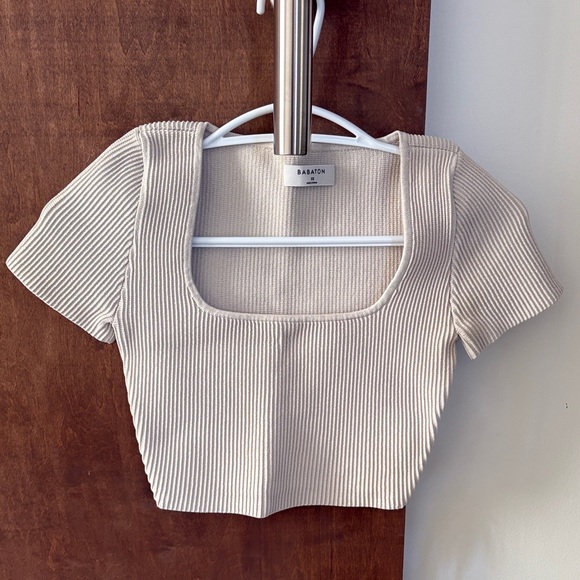 Aritzia Cream Ribbed Crop Top - Picture 4 of 5